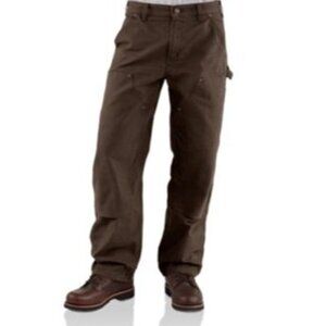 CARHARTT Washed Duck Double Front Work Dungaree Pants Chocolate Brown Mens 36x30